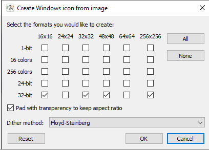 Create Windows icon from image dialog