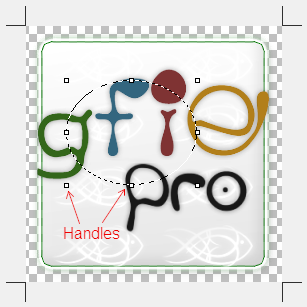 Selected ellipse with handles