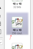 Profondeur de couleur telle qu'affichée dans le volet des pages