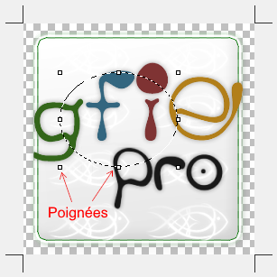 Ellipse sélectionnée avec les poignées