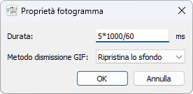 Impostazione della durata del fotogramma ANI nella finestra di dialogo Proprietà fotogramma